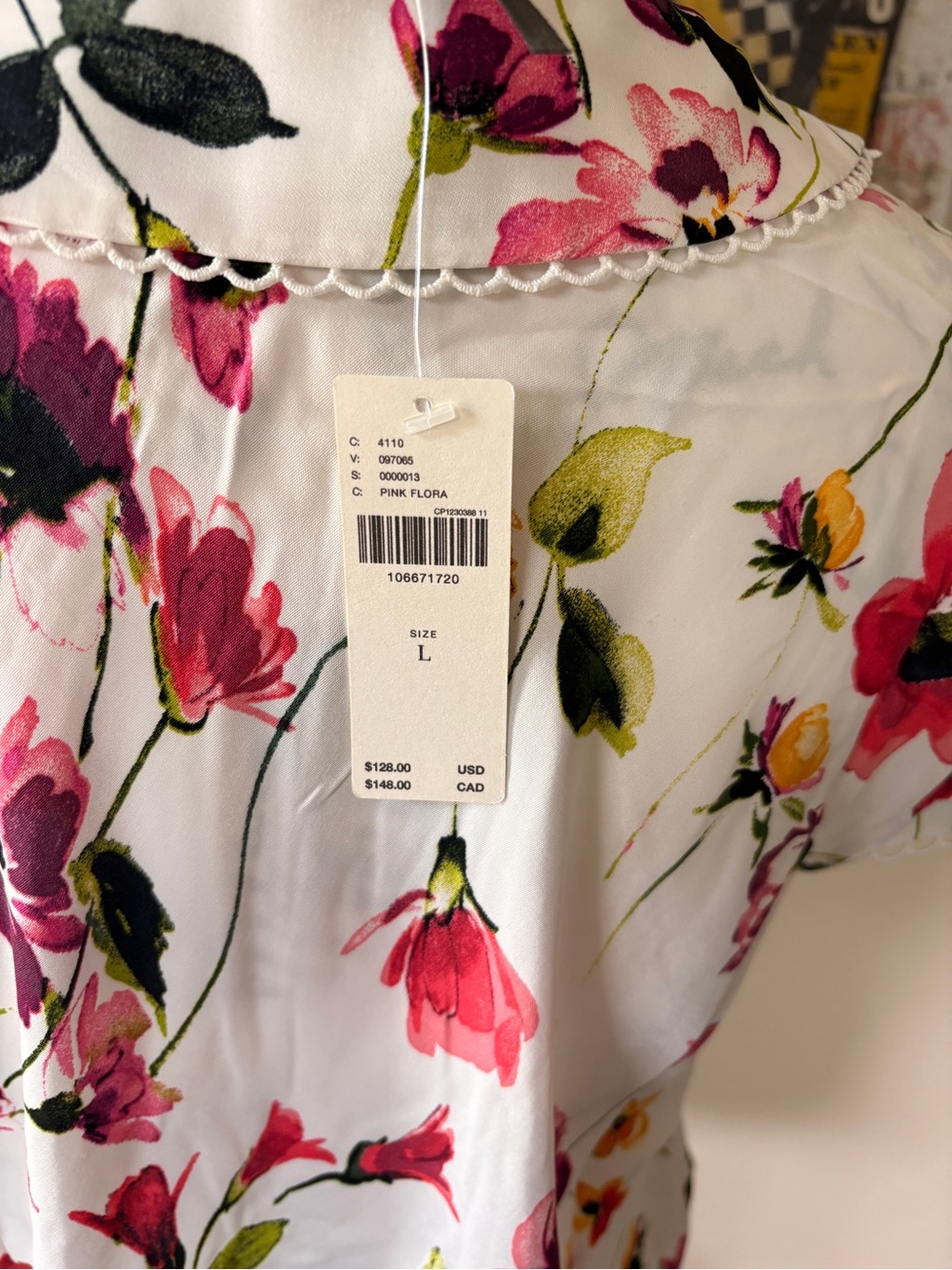 Anthropologie by Anthropologie Floral Lace Trim Cap Sleeve Blouse - Picture 7 of 8